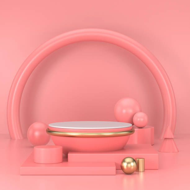 istock Pink podium minimal. Pink wall scene. Pastel background. 3d rendering. 1202052797