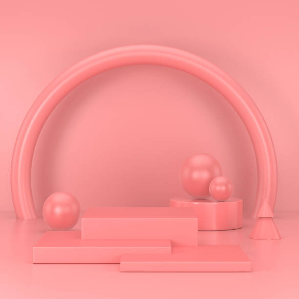 istock Pink podium minimal. Pink wall scene. Pastel background. 3d rendering. 1202052805
