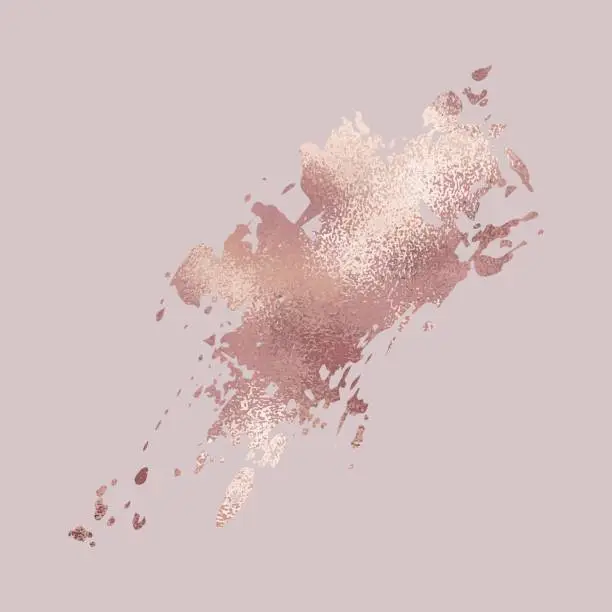 Vector illustration of Brush stroke. Rose gold. Elegant metallic texture for the design