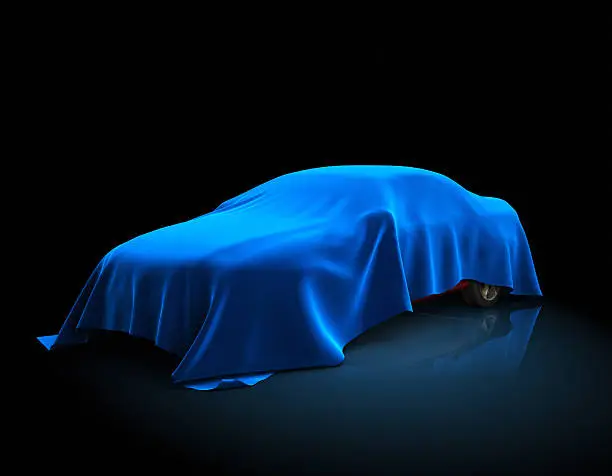 3D illustration of the car  covered fabric.