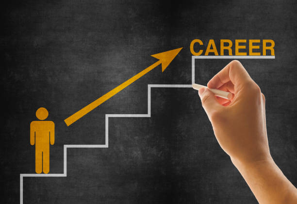 istock Career Concept Stairs on Blackboard 1202059642