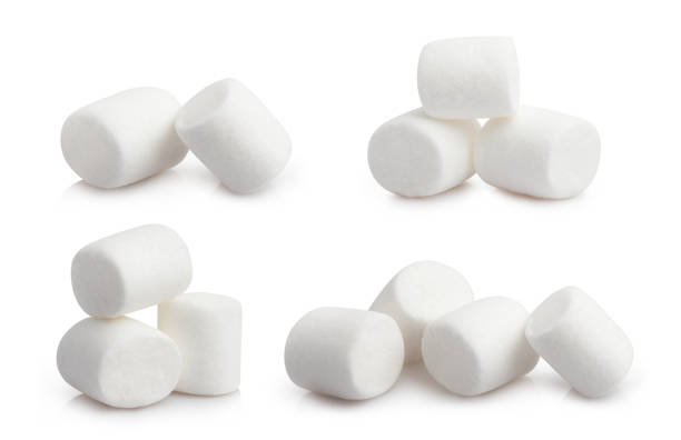 istock Collection of marshmallows on white 1202059750
