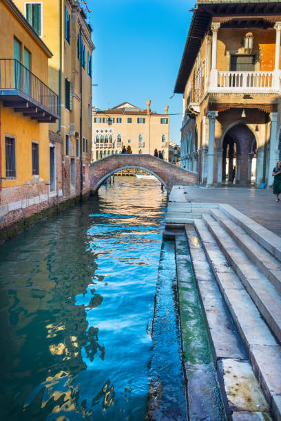 Venice, Italy - Sep 30, 2018: Scenic view at the crossroads Fondamenta Riva Olio and Fondamenta de le Prigioni