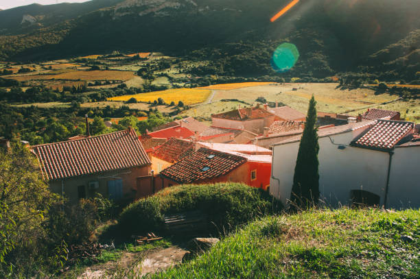 View to Cucugnan's houses from the windmill