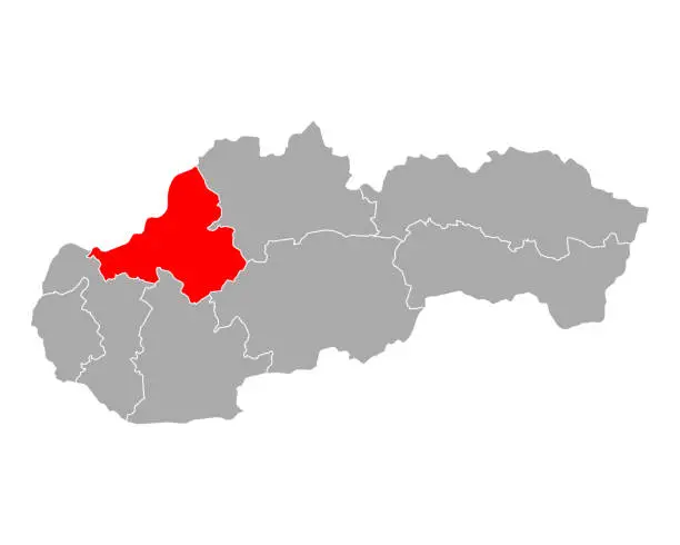Vector illustration of Map of Trenciansky kraj  in Slovakia
