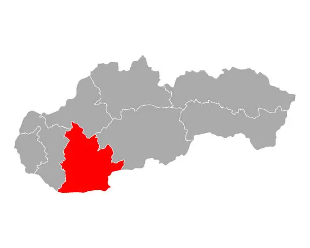 Vector illustration of Map of Nitriansky kraj  in Slovakia