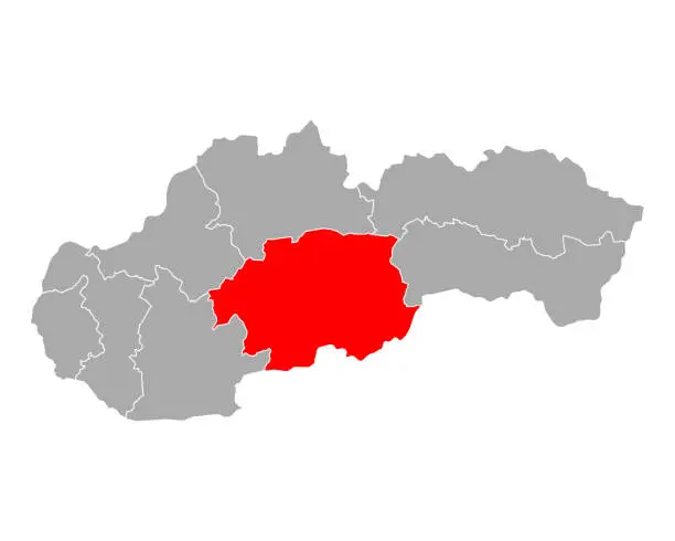 Vector illustration of Map of Banskobystricky kraj  in Slovakia