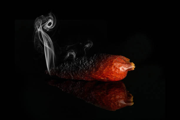 Red chili pepper isolated on black glass