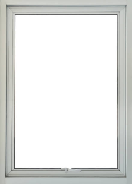 moderna janela única isolado - window frame window isolated clipping path - fotografias e filmes do acervo