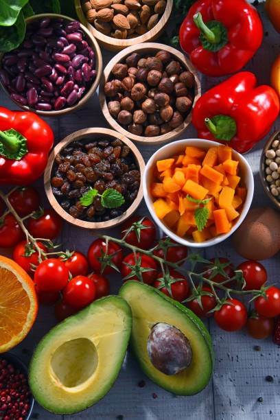 istock Assorted organic food products on the table 1202072884