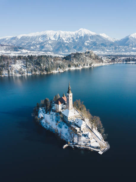 istock Lake Bled with Bled Island in winter, Slovenia 1202073393