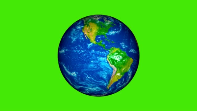 Planet Earth rotating on the green screen