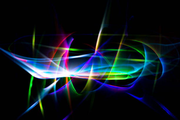 istock Colorful abstract background on a black background made with light painting technic. 1202076629