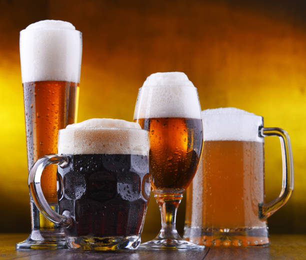 istock Composition with four glasses of beer 1202082002