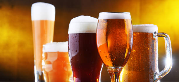istock Composition with five glasses of beer 1202082640
