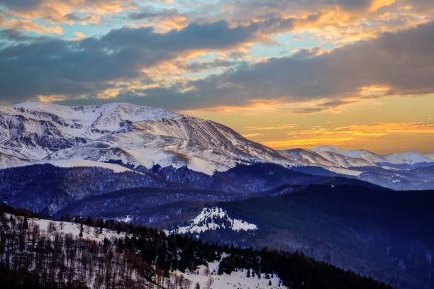 istock Sunset or sunrise panoramic view on stunning mountains. 1202082751