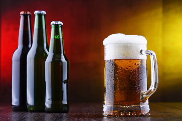 istock Composition with glass and bottles of beer 1202082787