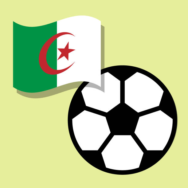 fußball mit algerien-flagge - soccer soccer ball symbol algeria stock-grafiken, -clipart, -cartoons und -symbole