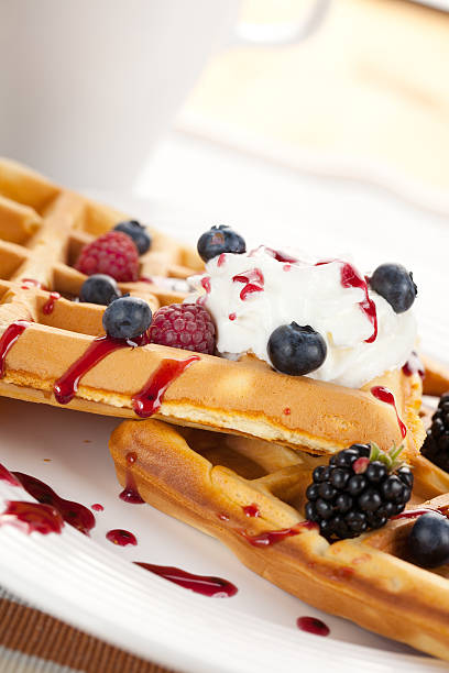 istock tasty waffle with fruits 120208498