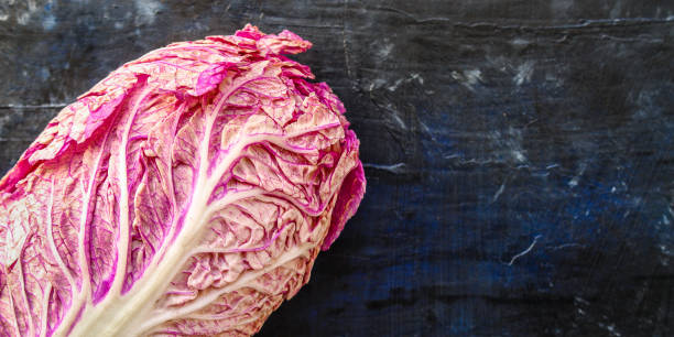 istock Chinese cabbage purple (fresh juicy vegetables, salad) menu concept. background. top view. copy space 1202085048