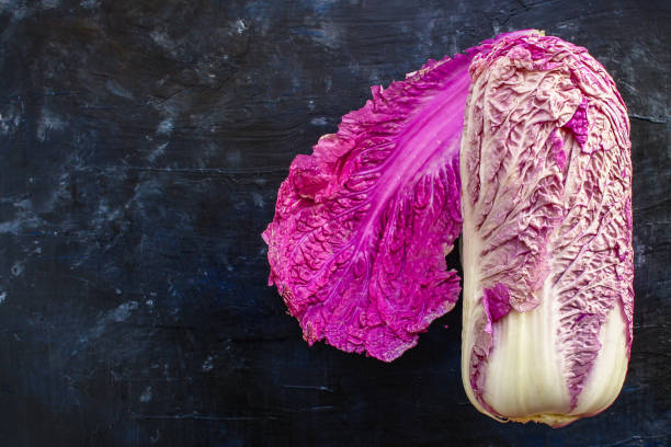 istock Chinese cabbage purple (fresh juicy vegetables, salad) menu concept. background. top view. copy space 1202085049