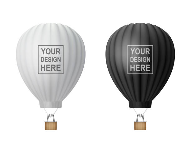 istock Vector 3d Realistic Hot Air Balloon Icon Set Isolated on White Background. Design Template for Mockup, Branding. Blank Aerostat for Summer Vacation, Travelling, Tourism, Journey Concept 1202088179