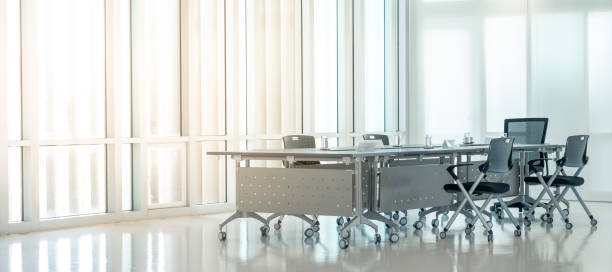 istock Modern Interior meeting room with evening sunset 1202091227