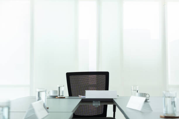 istock Modern Interior meeting room with evening sunset 1202091398