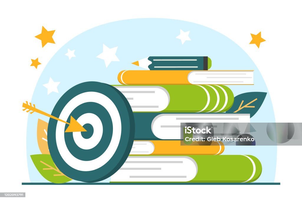 Target Standing At The Book Stack Vector Isolated Stock Illustration ...