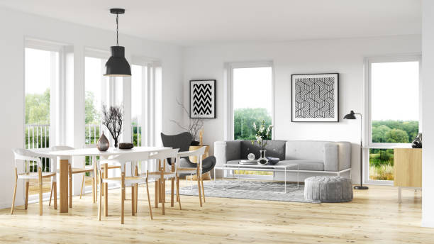 Scandinavian interior style stock photo