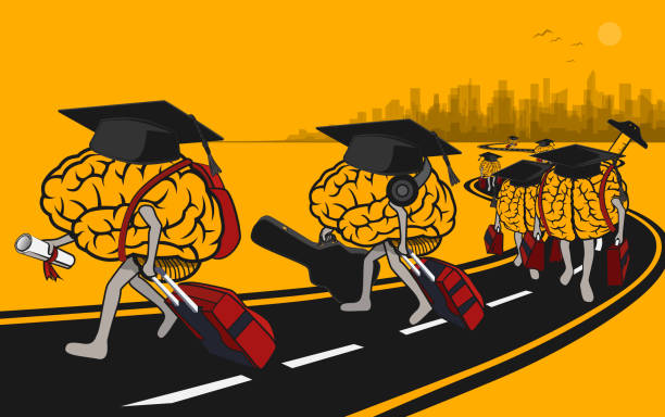 Brain Drain Of The Graduates Stock Illustration - Download Image Now - Drain,  Escaping, Emigration and Immigration - iStock