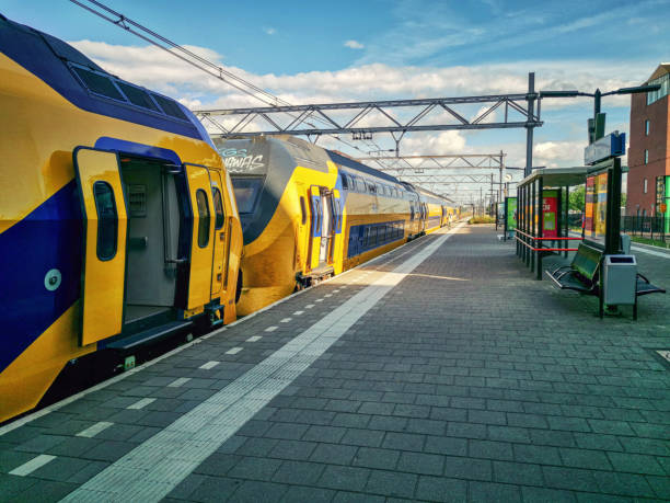 Passenger train at Amersfoort railway station in the Netherlands