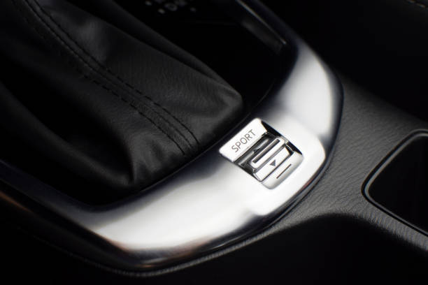 istock Car sport and comfort mode button switch of automatic gear transmission. 1202100219