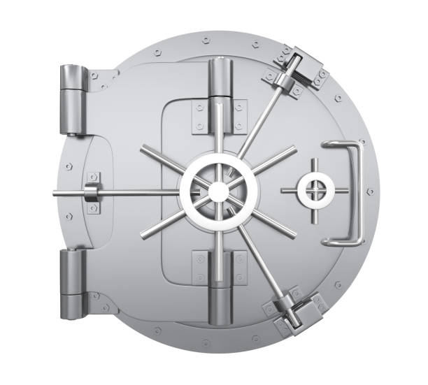 istock Closed Bank Vault Door Isolated 1202103576