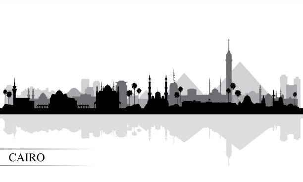 Cairo city skyline silhouette background Cairo city skyline silhouette background, vector illustration cairo stock illustrations