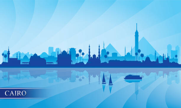 Cairo city skyline silhouette background Cairo city skyline silhouette background, vector illustration egypt skyline stock illustrations