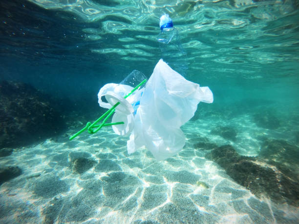 istock Plastic bags with bottles pollution in ocean 1202111461