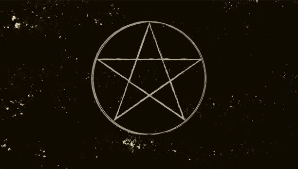 pentacle wyizolowany na ciemnym tle. magiczne wektorowe elementy dekoracyjne - pentangle stock illustrations