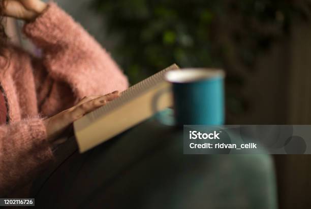 Female Reading Book Stock Photo - Download Image Now - Reading, Book, Night