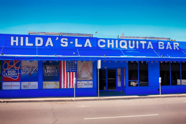 Hilda's La Chiquita bar on N Grand Ave in the US-Mexican border city of Nogales, AZ Hilda's La Chiquita bar on N Grand Ave in the US-Mexican border city of Nogales, AZ nogales arizona stock pictures, royalty-free photos & images