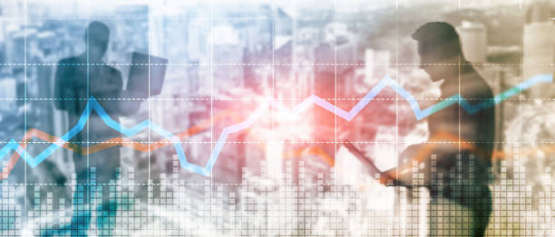 istock Business Financial Trading Investment concept graph virtual screen double exposure. 1202124949