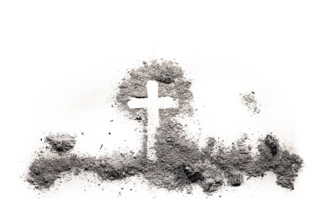 istock Christian religion cross made in ash or dust 1202125362