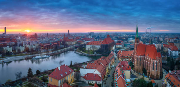 istock Wroclaw, Poland. Panoramic aerial cityscape on sunset 1202128418