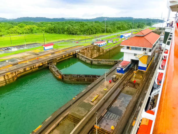 istock View of Panama Canal from cruise ship 1202129113