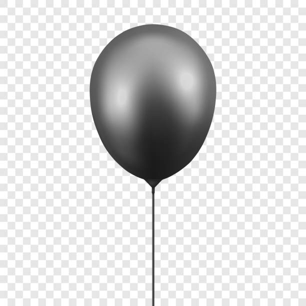 istock Vector 3d Realistic Glossy Metallic Black Balloon Icon Closeup Isolated on White Background. Design Template of Translucent Baloon for Mockup. Anniversary, Birthday Party. Front View 1202132528