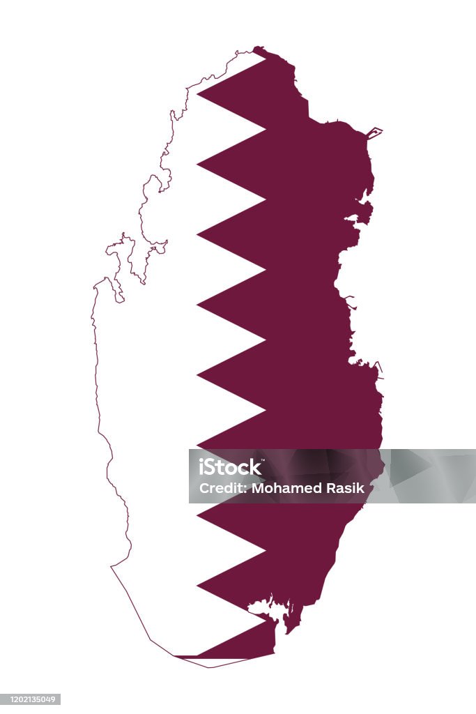 Qatar Definition Maps Of Qatar With National Flag Isolated On White Background Vector ...