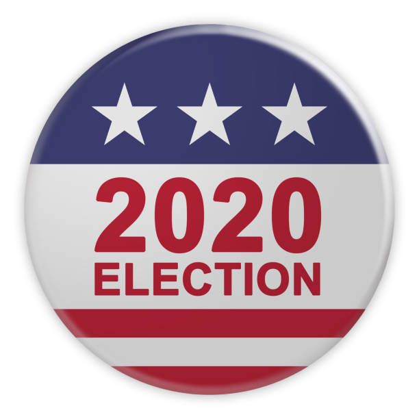 istock 2020 Election Button With US Flag, 3d illustration On White 1202135115