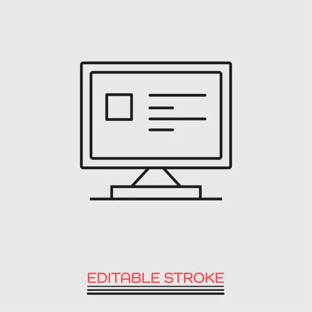 Vector illustration of Online Exam Line Icon Design Editable Stroke