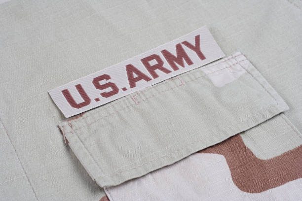 istock US ARMY branch tape on desert camouflage uniform 1202140064