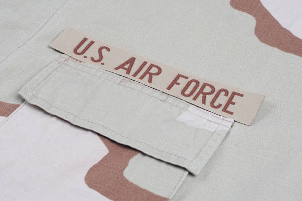 istock US AIR FORCE branch tape on desert camouflage uniform background 1202140072